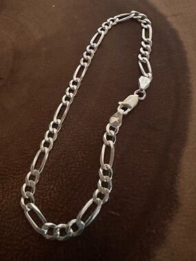 Men's 3mm Figaro Sterling Silver Chain Bracelet